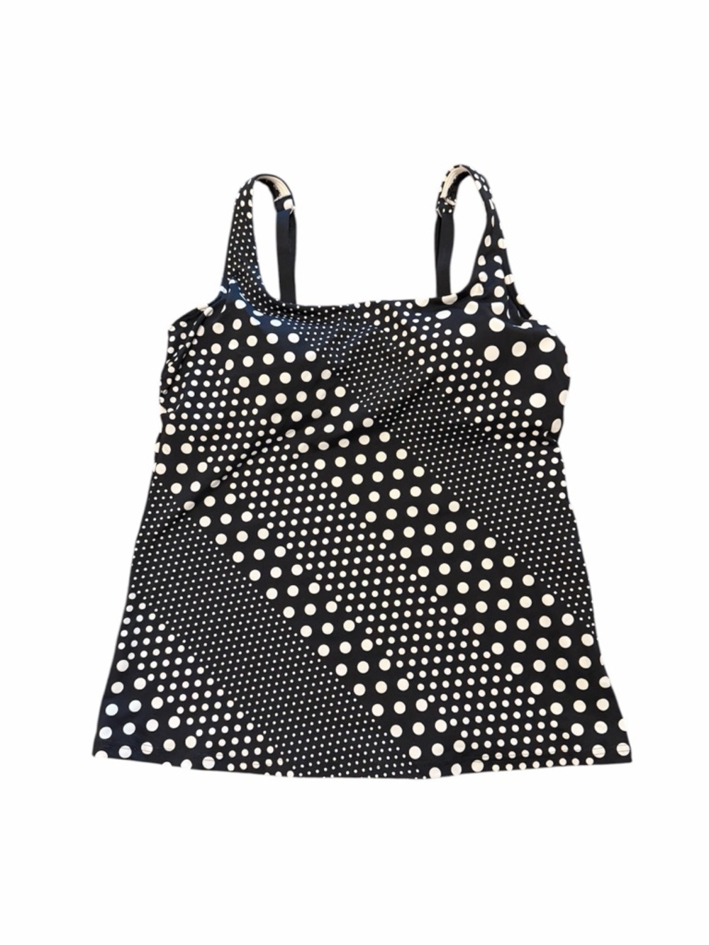 Lands’ End Black & White Polka Dot Stripe Tankini Top Size 4 New with Tags - Picture 1 of 3